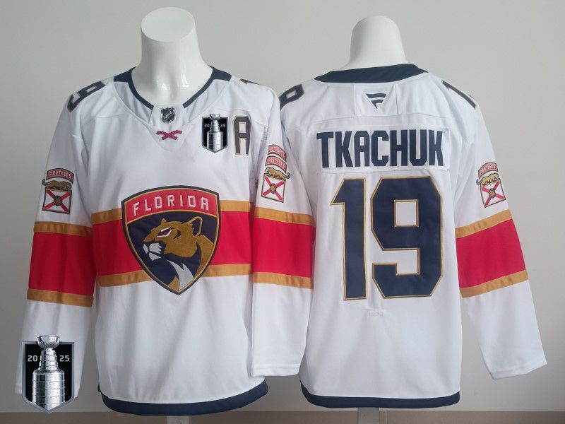 Men 2025 Florida Panthers 19 Tkachuk White Fanatics Home Premium NHL Jersey style 3